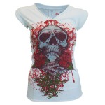 T-shirt Miami Ink - White Skull - Femme